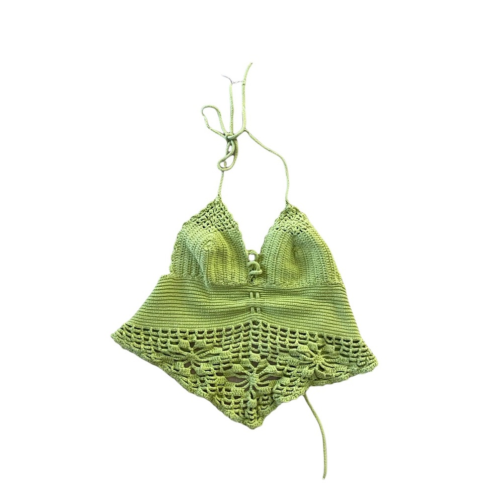 Cropped Green Knit Tank